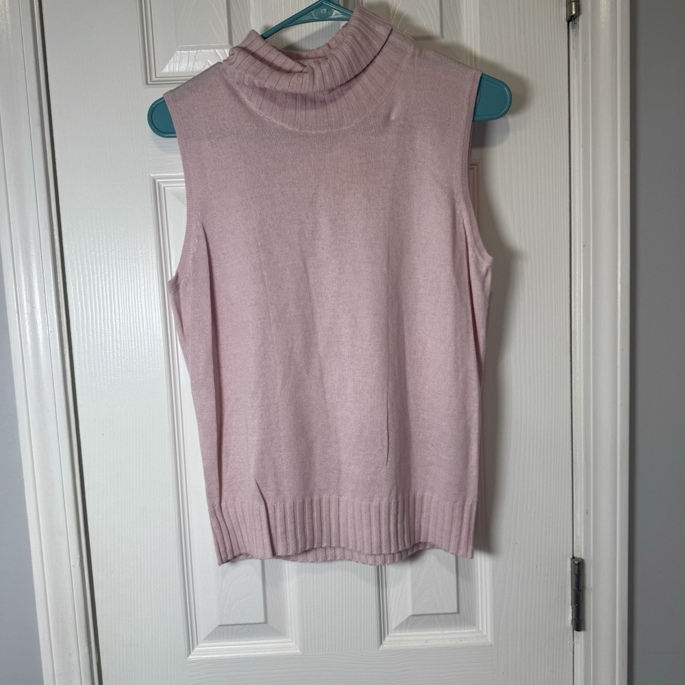 Harve Benard Pink Sleeveless Turtleneck Sweater Sz L Lagenlook‎ Minimalist VTG
